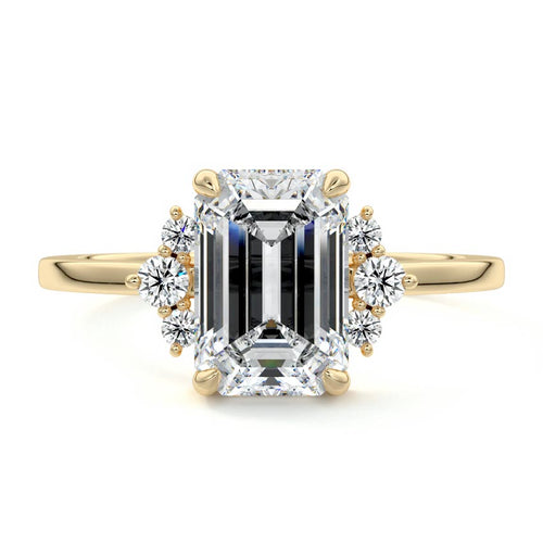 Estelle - Emerald Cut Yellow Gold Lab Grown Diamond Engagement Ring | Nura Lab