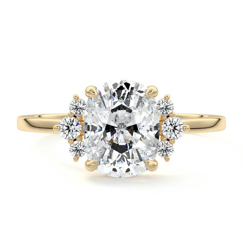Estelle - Cushion Yellow Gold Engagement Ring Side View | Nura Lab