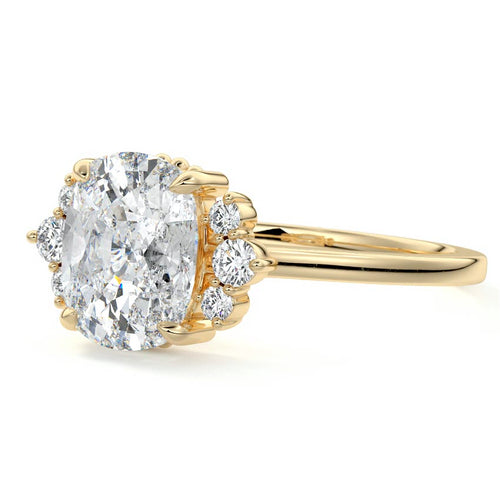 Estelle - Cushion Yellow Gold Engagement Ring Profile View | Nura Lab