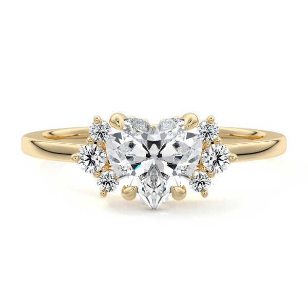 Estelle - Heart Floral Side Stone Lab Grown Diamond Engagement Ring