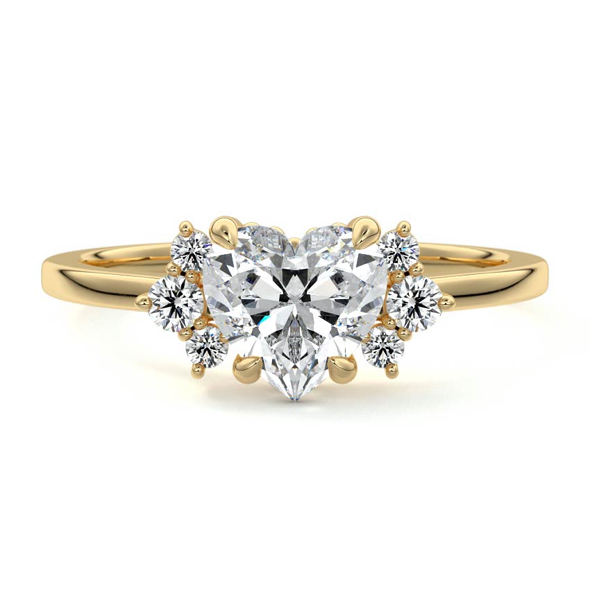Estelle - Heart Yellow Gold Engagement Ring Side View | Nura Lab