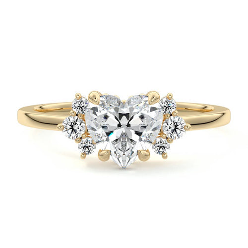 Estelle - Heart Yellow Gold Engagement Ring Side View | Nura Lab