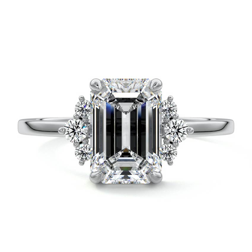Estelle - Emerald Cut Platinum Lab Grown Diamond Engagement Ring | Nura Lab