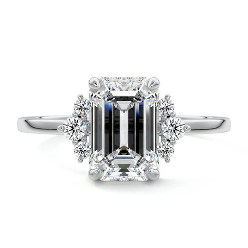 Estelle - Emerald Cut Platinum Lab Grown Diamond Engagement Ring | Nura Lab