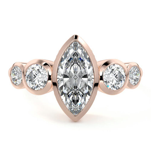 Evelina - Marquise Rose Gold Lab Grown Diamond Engagement Ring | Nura Lab