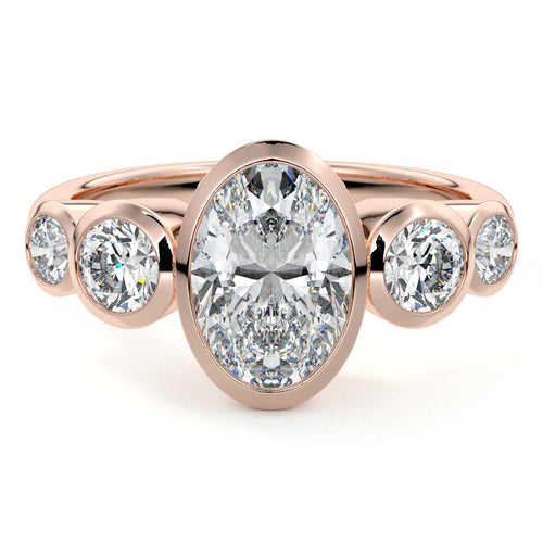 Evelina - Oval Rose Gold Lab Grown Diamond Engagement Ring | Nura Lab