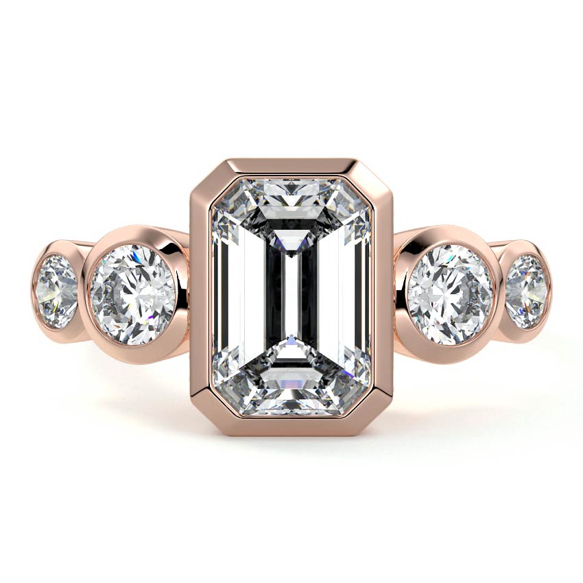 Evelina - Emerald Cut Rose Gold Lab Grown Diamond Engagement Ring | Nura Lab