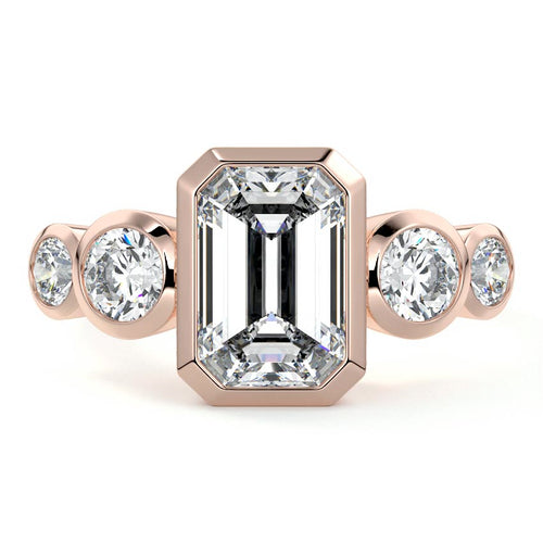 Evelina - Emerald Cut Rose Gold Lab Grown Diamond Engagement Ring | Nura Lab