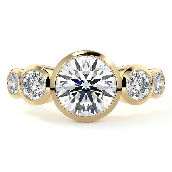 Evelina - Round Bezel Side Stone Lab Grown Diamond Engagement Ring