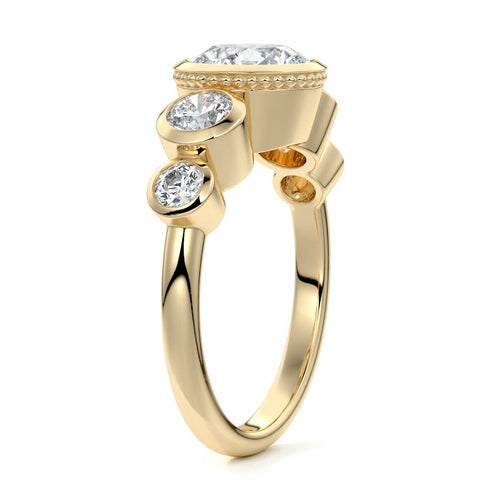 Evelina - Round Yellow Gold Lab Grown Diamond Engagement Ring | Nura Lab