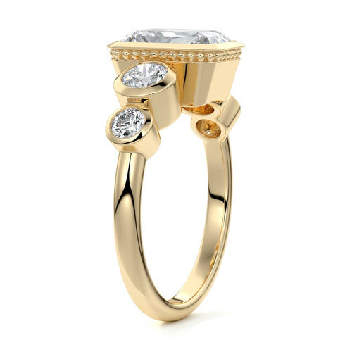 Evelina - Radiant Yellow Gold Engagement Ring Side View | Nura Lab