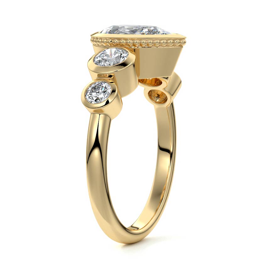 Evelina - Pear Yellow Gold Engagement Ring Side View | Nura Lab