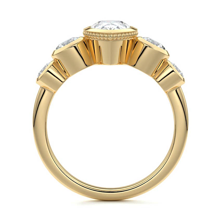 Evelina - Pear Yellow Gold Engagement Ring Profile View | Nura Lab