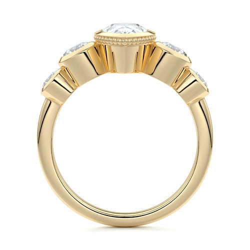 Evelina - Pear Yellow Gold Engagement Ring Profile View | Nura Lab