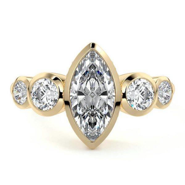 Evelina - Marquise Bezel Side Stone Lab Grown Diamond Engagement Ring