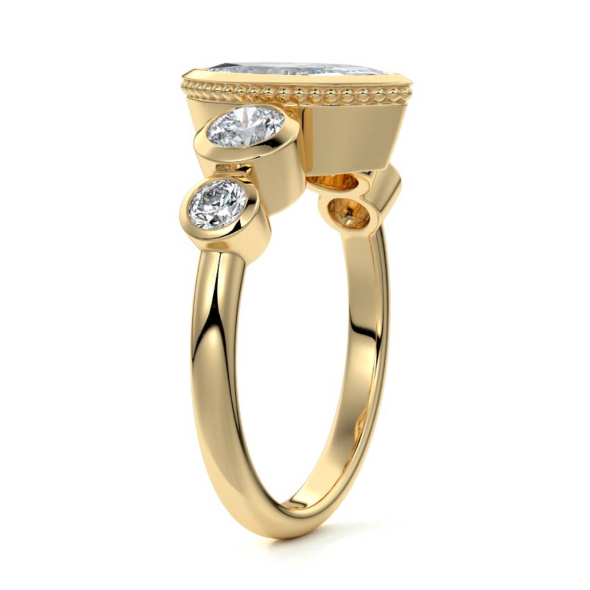 Evelina - Marquise Yellow Gold Engagement Ring Side View | Nura Lab
