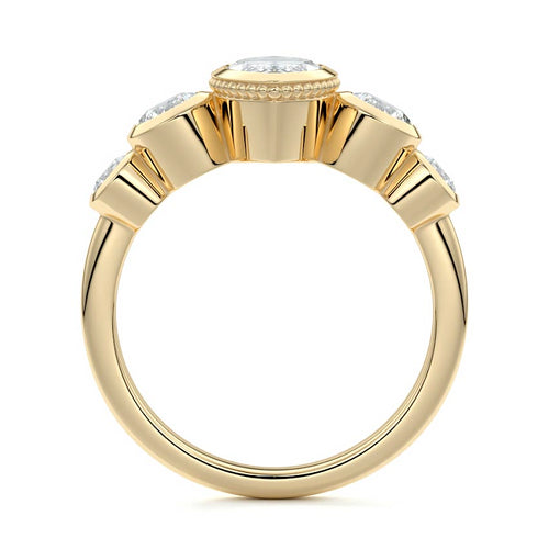 Evelina - Marquise Yellow Gold Engagement Ring Profile View | Nura Lab
