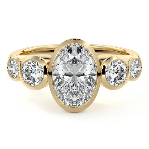 Evelina - Oval Yellow Gold Lab Grown Diamond Engagement Ring | Nura Lab
