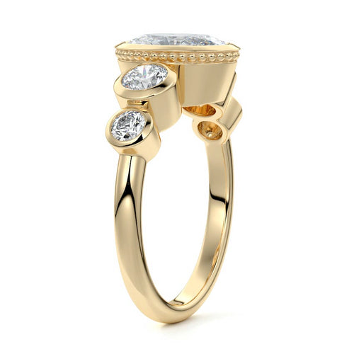 Evelina - Oval Yellow Gold Engagement Ring Side View | Nura Lab