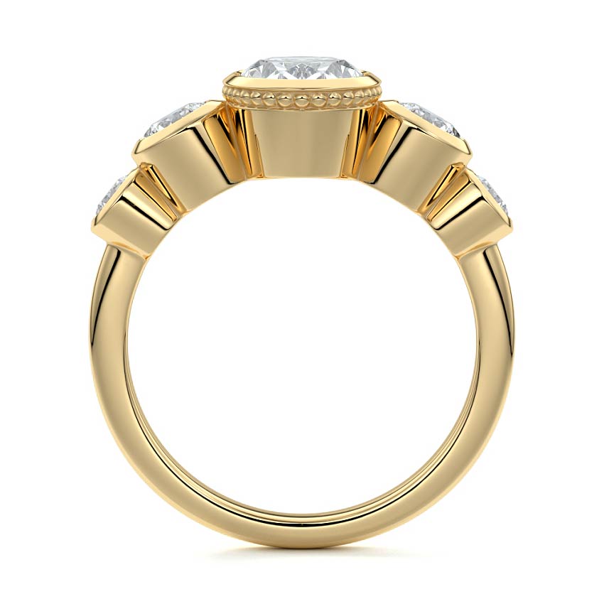 Evelina - Oval Yellow Gold Engagement Ring Profile View | Nura Lab