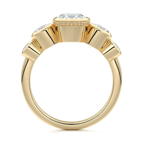 Evelina - Oval Yellow Gold Engagement Ring Profile View | Nura Lab