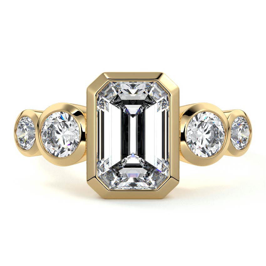 Evelina - Emerald Cut Yellow Gold Lab Grown Diamond Engagement Ring | Nura Lab