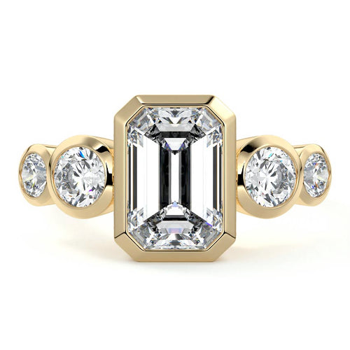 Evelina - Emerald Cut Yellow Gold Lab Grown Diamond Engagement Ring | Nura Lab