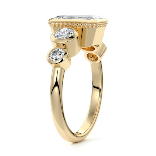 Evelina - Emerald Cut Yellow Gold Engagement Ring Side View | Nura Lab