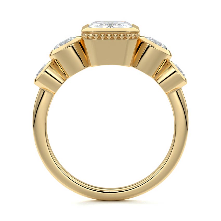 Evelina - Emerald Cut Yellow Gold Engagement Ring Profile View | Nura Lab