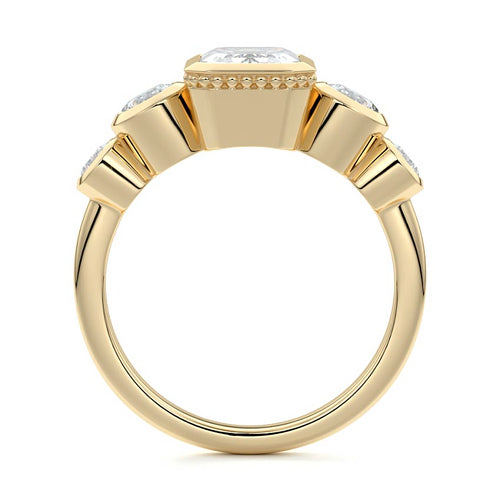Evelina - Emerald Cut Yellow Gold Engagement Ring Profile View | Nura Lab