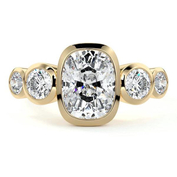 Evelina - Cushion Bezel Side Stone Lab Grown Diamond Engagement Ring