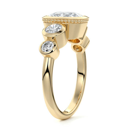 Evelina - Cushion Yellow Gold Engagement Ring Side View | Nura Lab