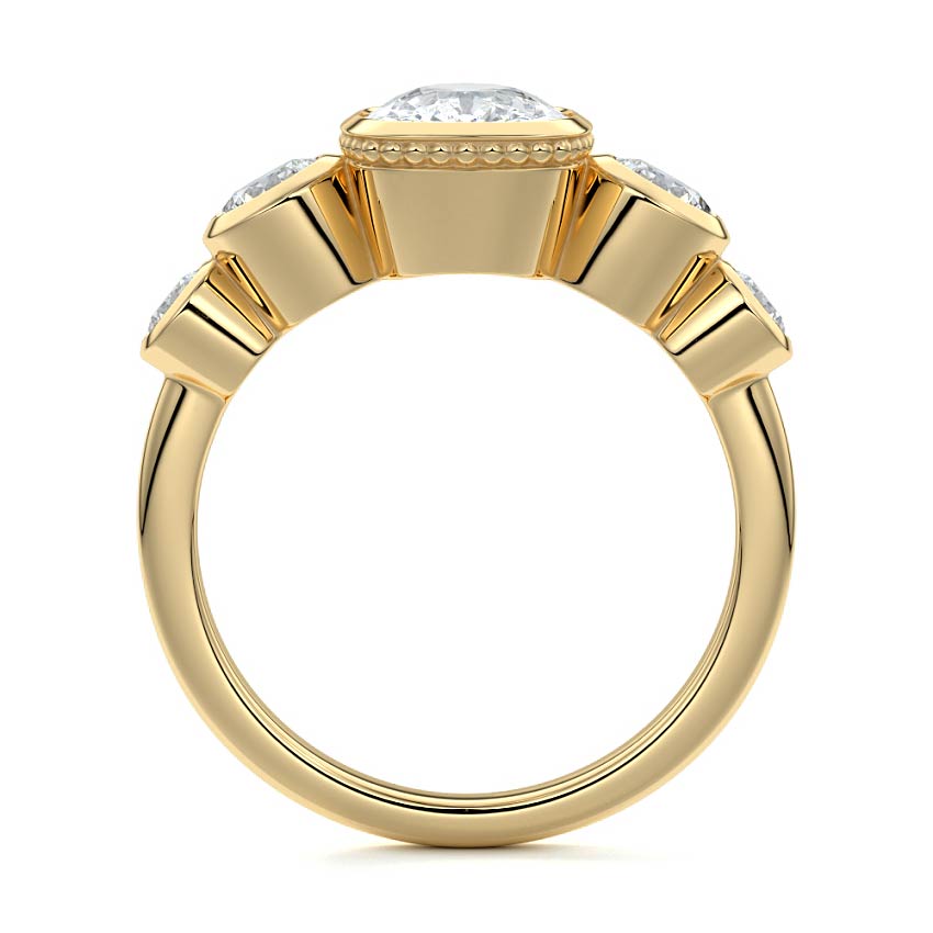 Evelina - Cushion Yellow Gold Engagement Ring Profile View | Nura Lab