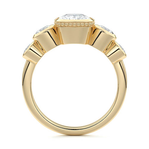 Evelina - Cushion Yellow Gold Engagement Ring Profile View | Nura Lab