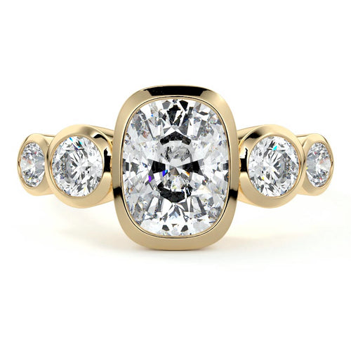 Evelina - Cushion Yellow Gold Engagement Ring Detail View | Nura Lab
