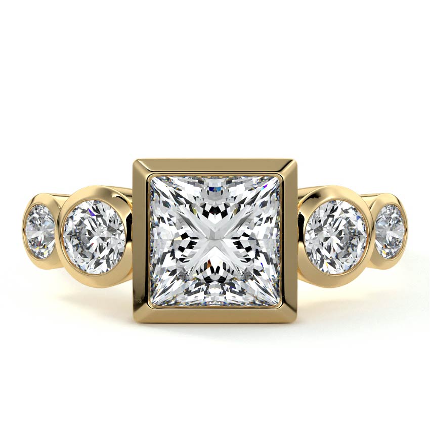 Evelina - Princess Yellow Gold Lab Grown Diamond Engagement Ring | Nura Lab