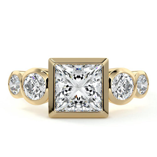 Evelina - Princess Yellow Gold Lab Grown Diamond Engagement Ring | Nura Lab