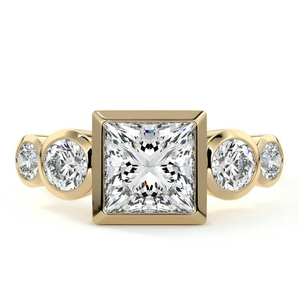Evelina - Princess Bezel Side Stone Lab Grown Diamond Engagement Ring