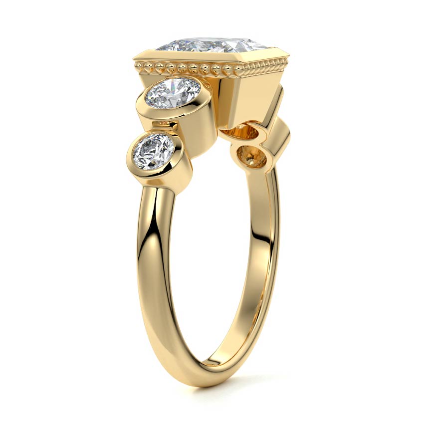 Evelina - Princess Yellow Gold Engagement Ring Side View | Nura Lab