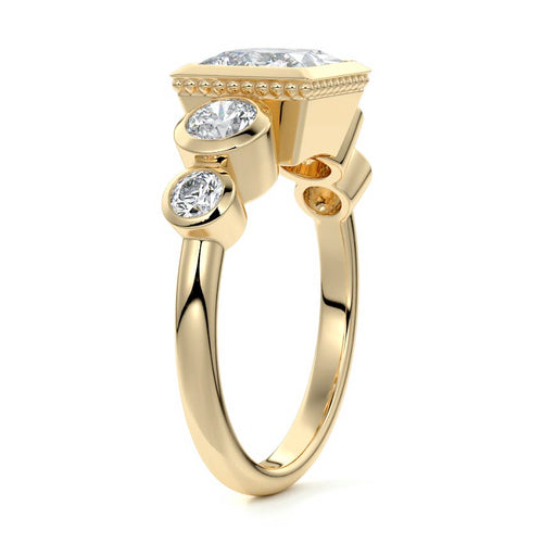Evelina - Princess Yellow Gold Engagement Ring Side View | Nura Lab