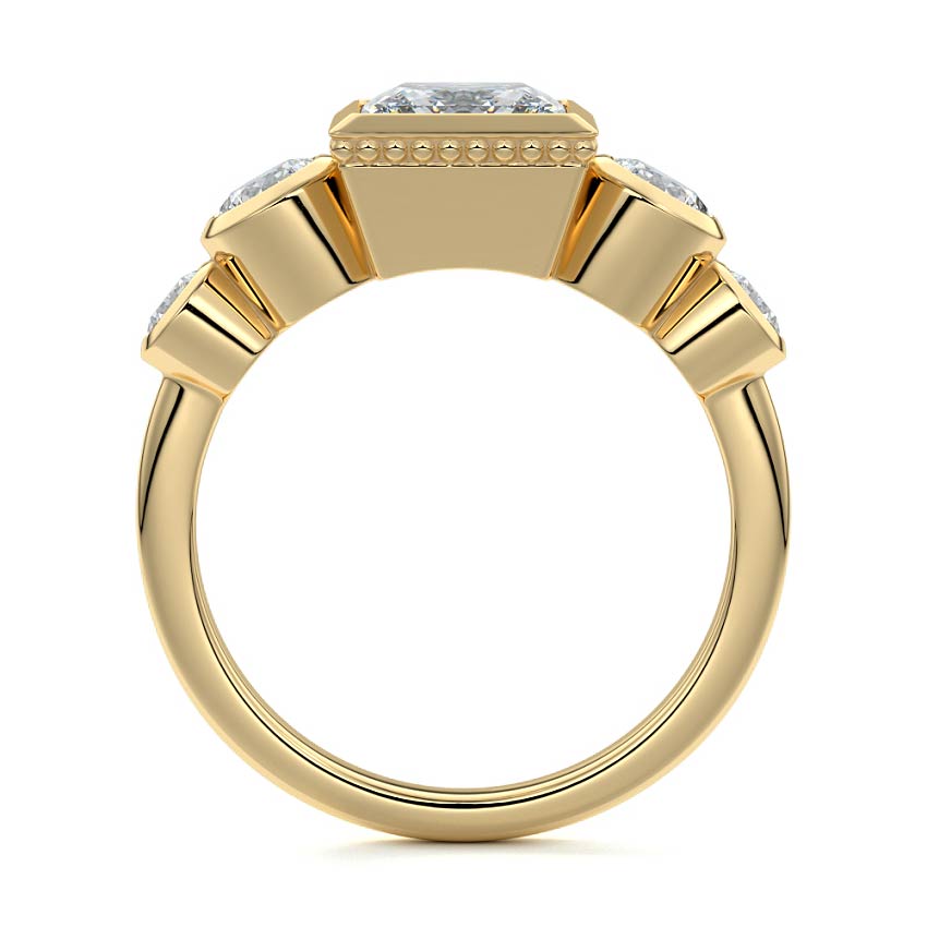 Evelina - Princess Yellow Gold Engagement Ring Profile View | Nura Lab