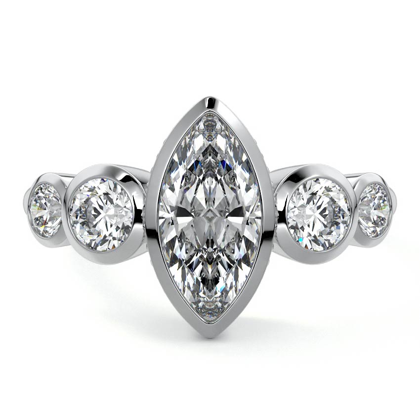 Evelina - Marquise White Gold Lab Grown Diamond Engagement Ring | Nura Lab