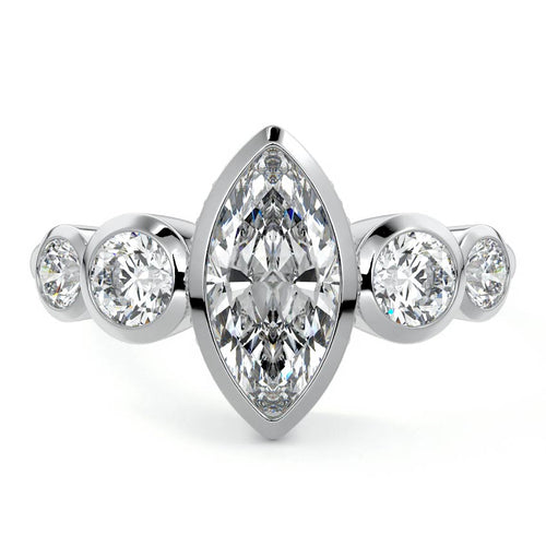 Evelina - Marquise White Gold Lab Grown Diamond Engagement Ring | Nura Lab