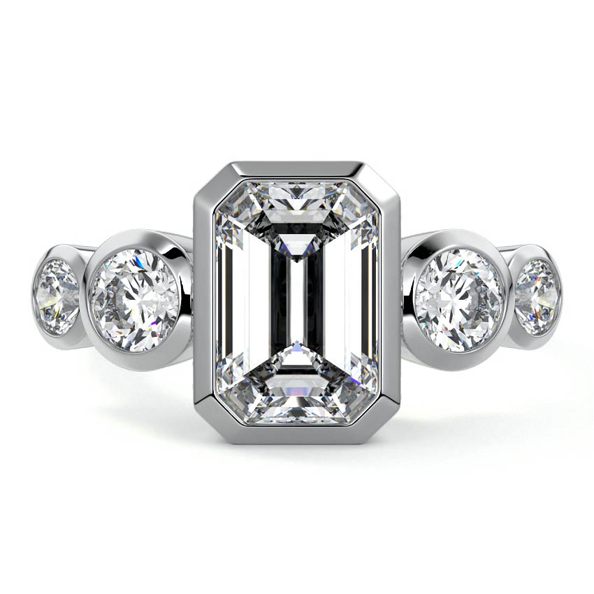 Evelina - Emerald Cut White Gold Lab Grown Diamond Engagement Ring | Nura Lab