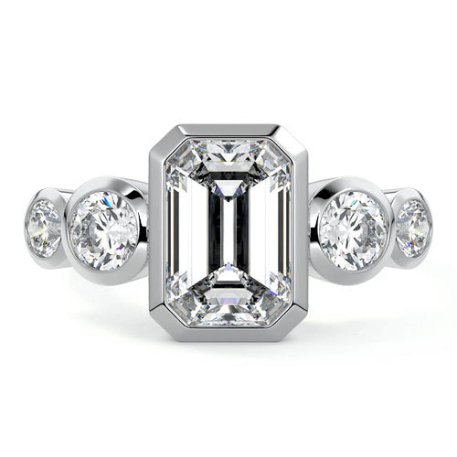 Evelina - Emerald Cut White Gold Lab Grown Diamond Engagement Ring | Nura Lab