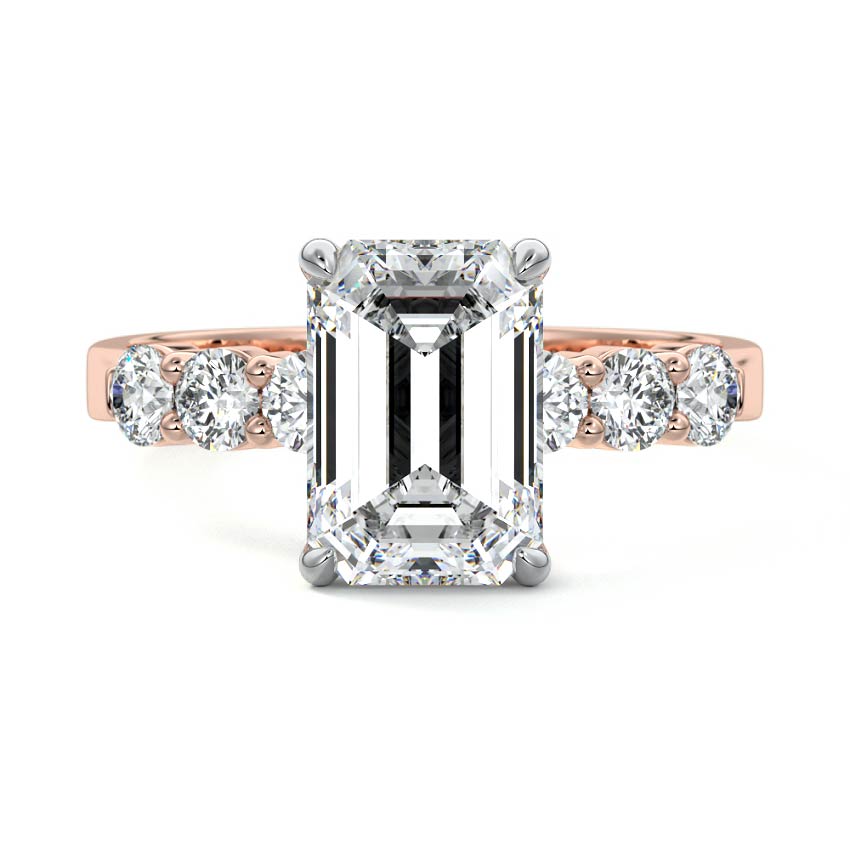 Gaia - Emerald Cut Rose Gold Lab Grown Diamond Engagement Ring | Nura Lab
