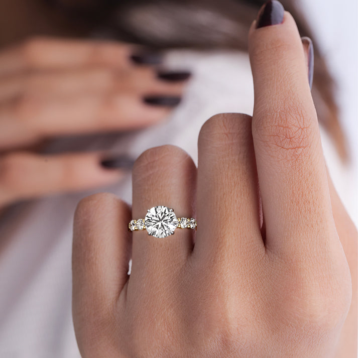 Gaia - Round Yellow Gold Engagement Ring Angle View | Nura Lab