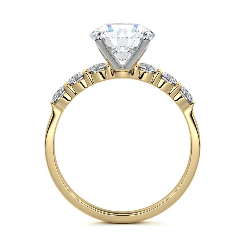 Gaia round graduated side stone lab grown diamond engagement ring in yellow gold