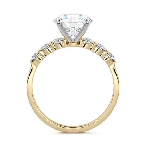 Gaia round graduated side stone lab grown diamond engagement ring in yellow gold
