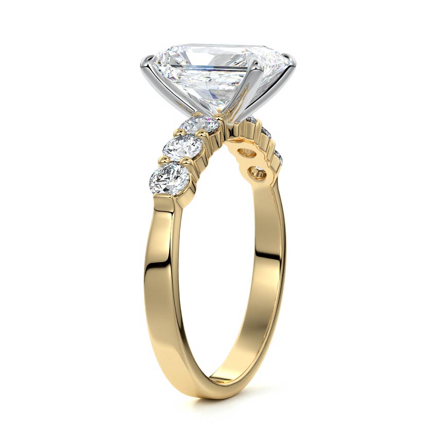 Gaia - Radiant Yellow Gold Engagement Ring Side View | Nura Lab